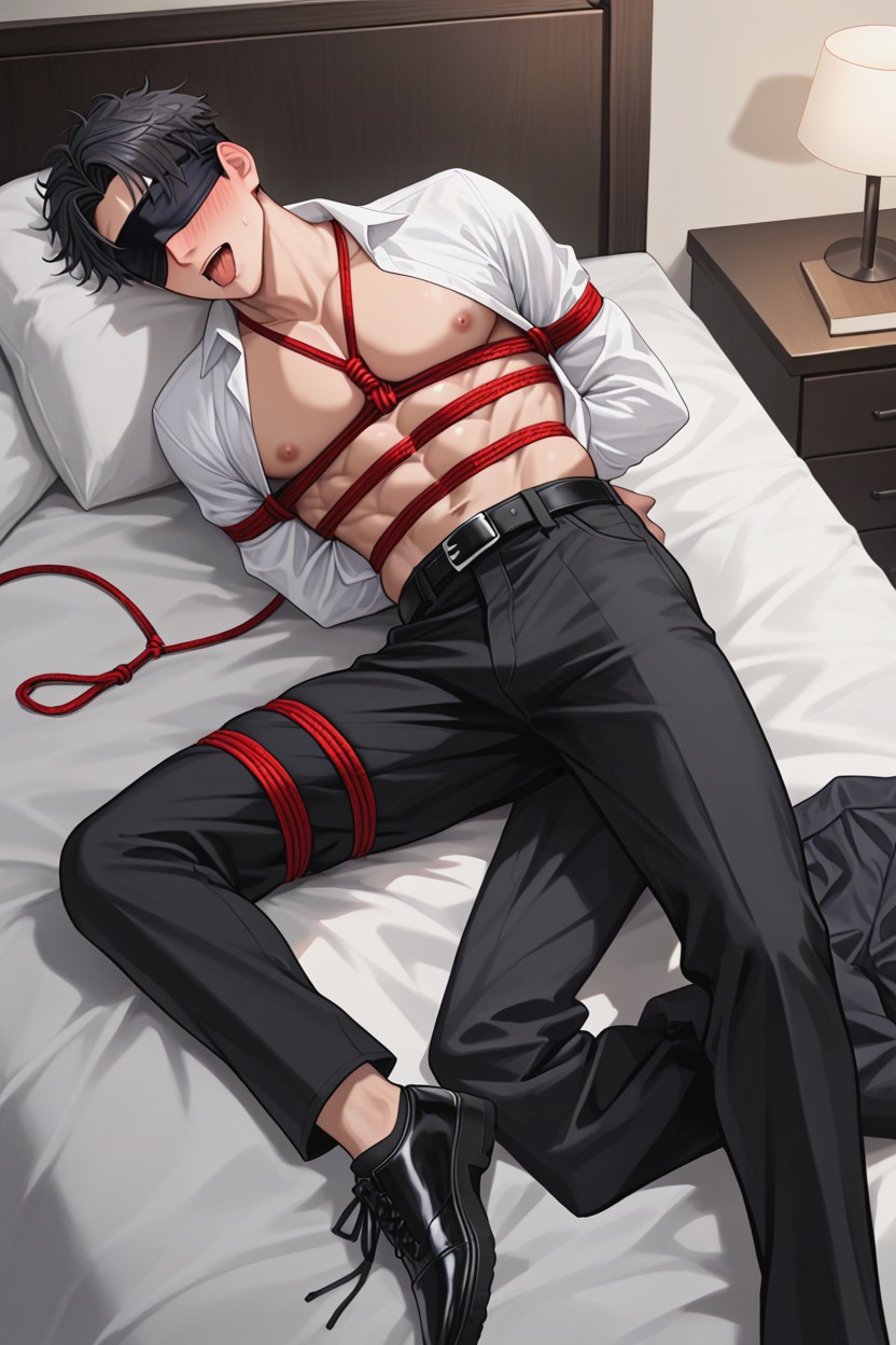 18+, Ahegao, Blindfolded With Black Cloth AI Gay Porn