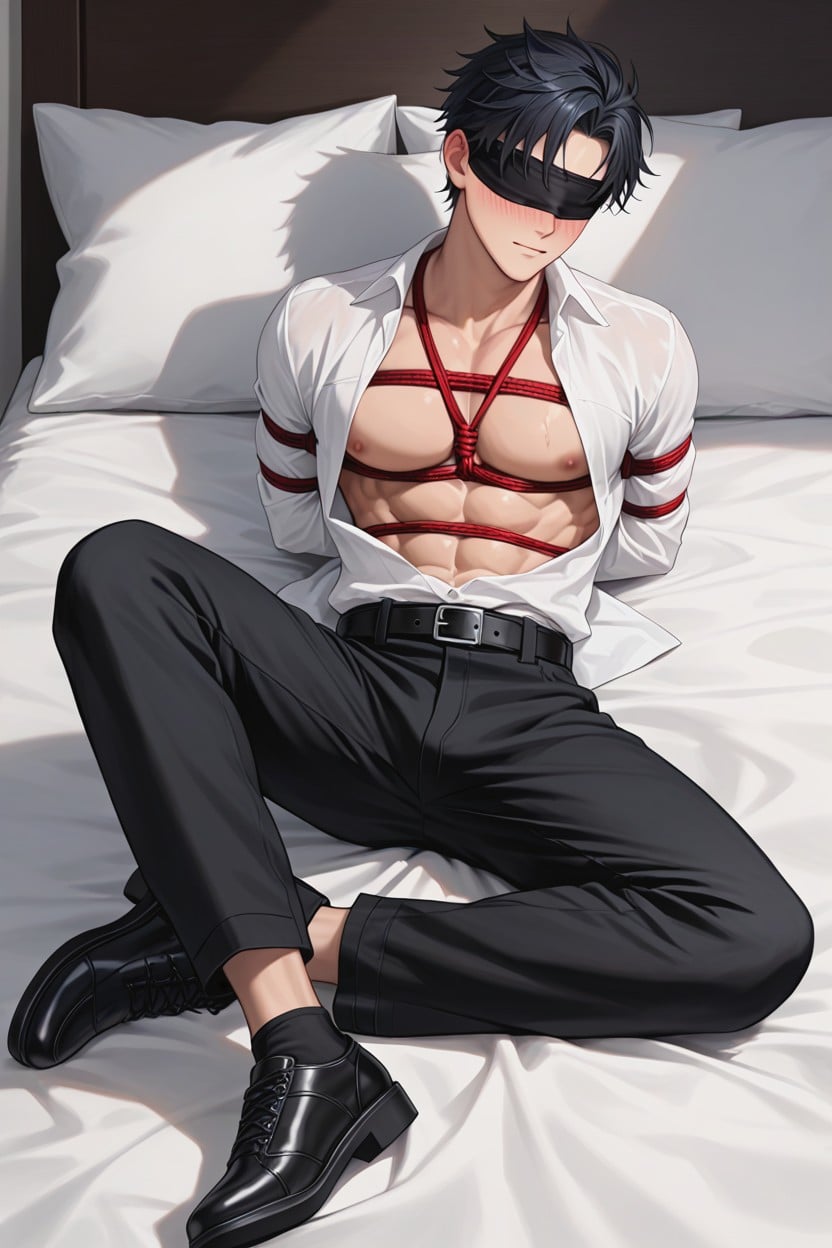 Detailed Eyes, Tied To Bed, Someone Kidnapped Him And Groped Him AI Gay Porn