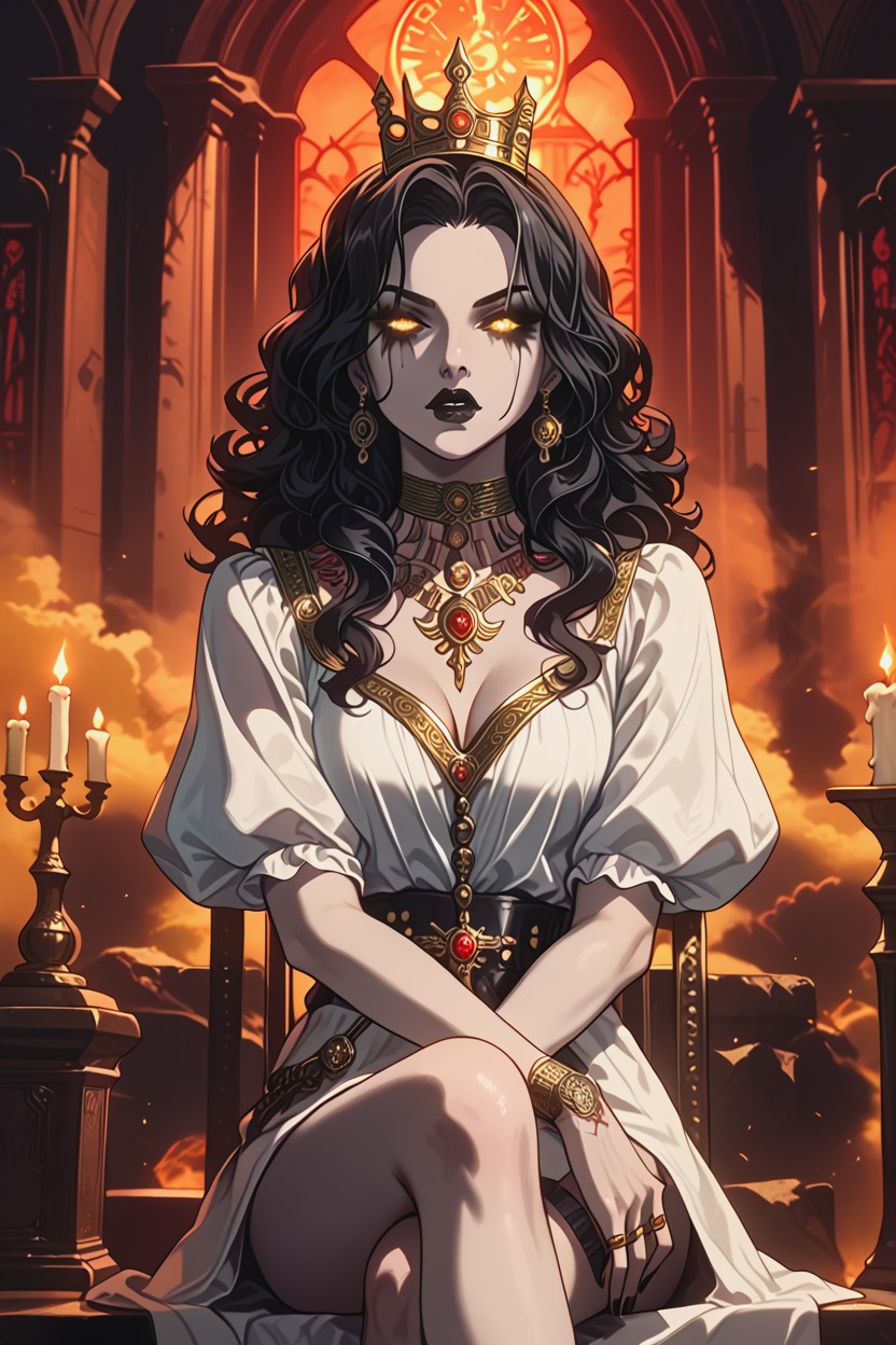 Veronica, Black Nails, High Black Heels Glinting In The Candlelight Hentai AI Porn