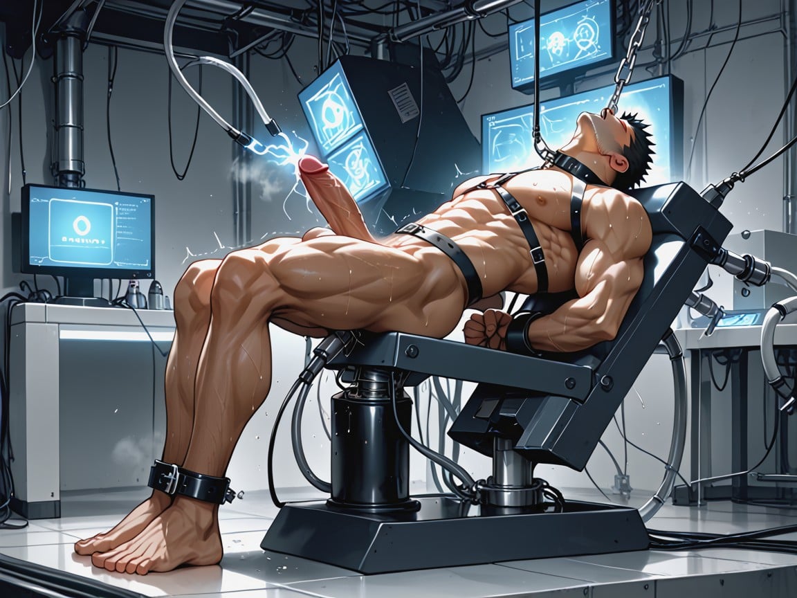 Wrists And Ankles Chained, Console, Bondage AI Gay Porn