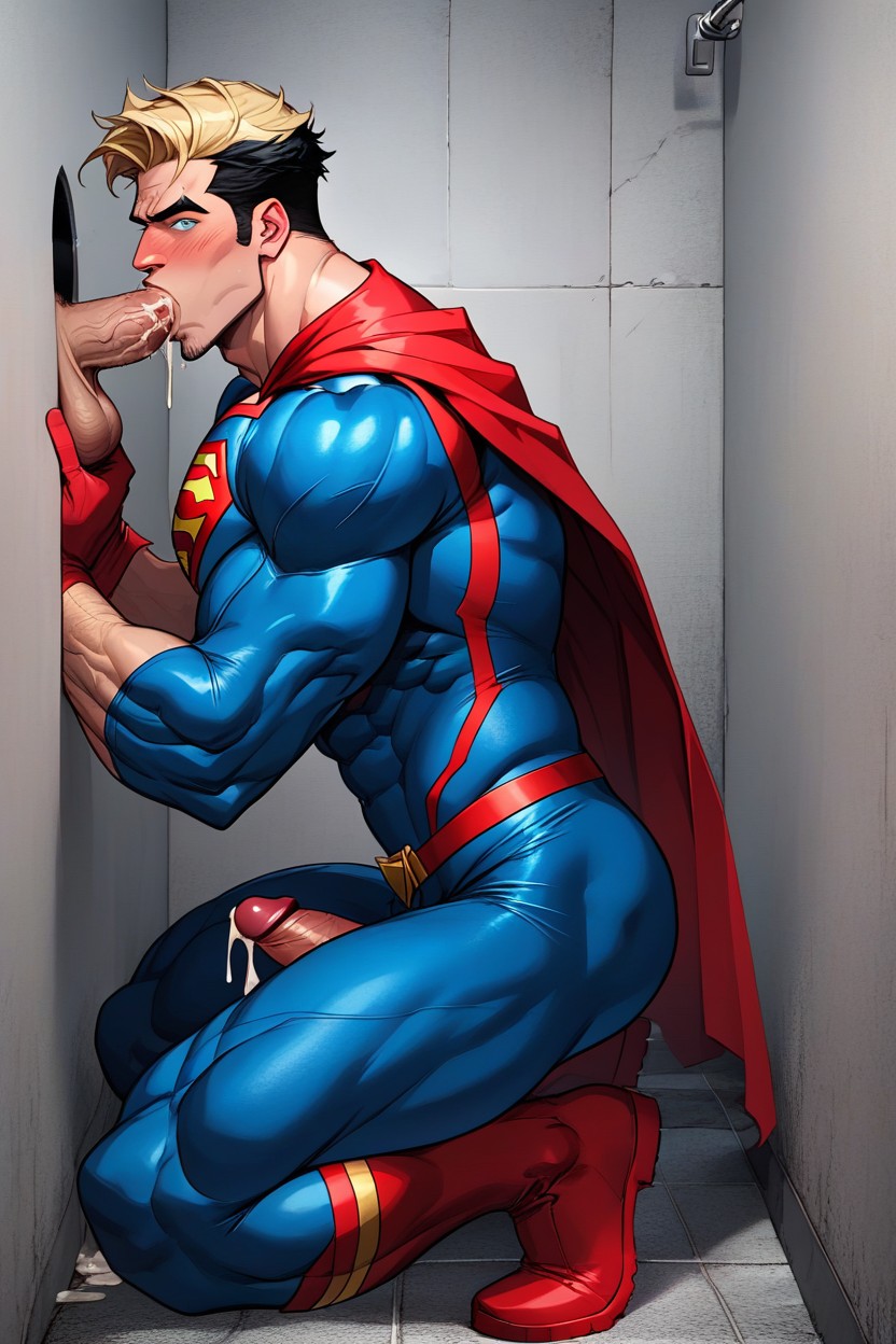 Hairy Crotch, Short Length, Clean Shaven Handsome Face AI Gay Porn