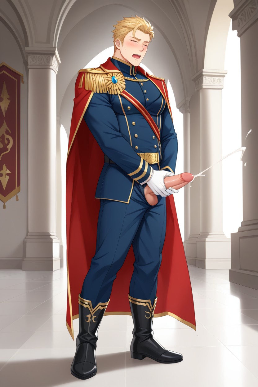 Fancy Royal Belt, Full Body View, Wide Shoulders AI Gay Porn