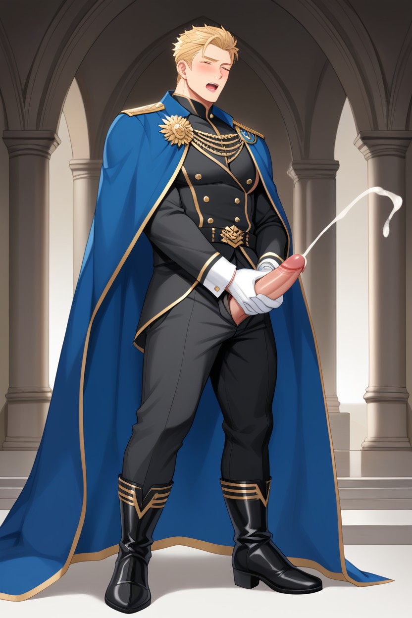Masturbation, Royal Palace Interior Background, Royal Cape AI Gay Porn