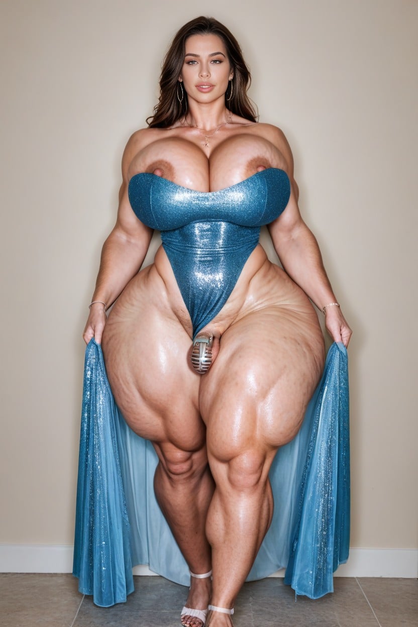 Sequin Dress, Full Body, Thick And Muscular Body AI Porn
