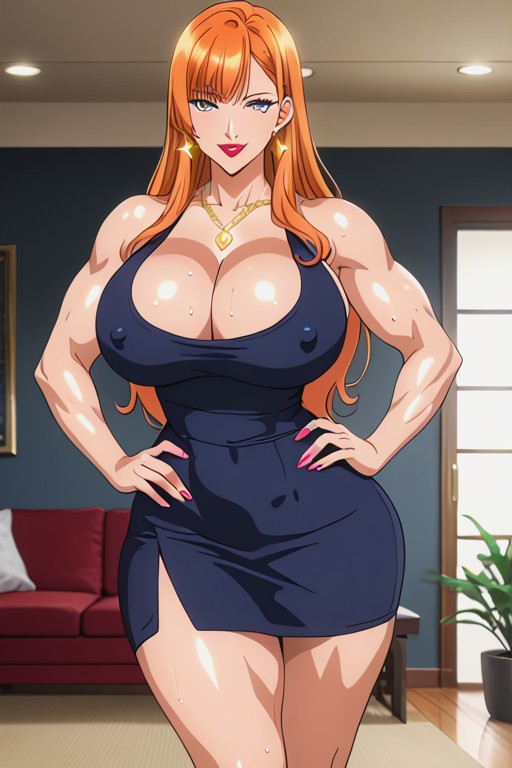 Standing, Soft Thighs, Red Lipstick Hentai AI Porn