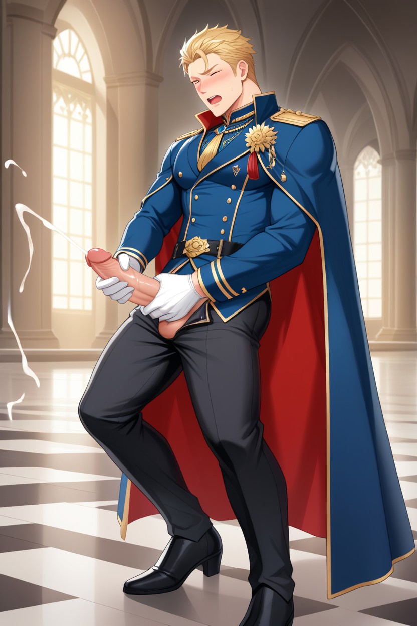 Medium, Wide Shoulders, Royal Palace Interior Background AI Gay Porn