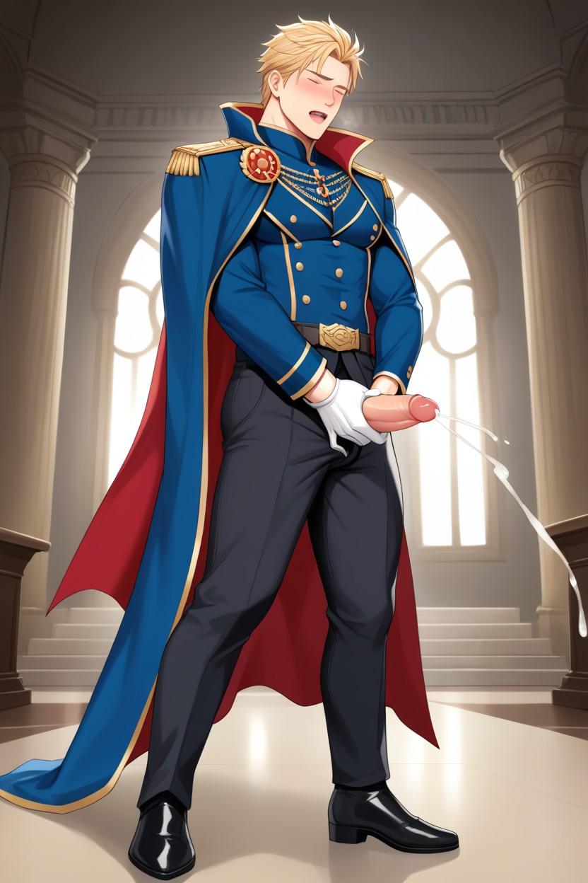 Royal Cape, Full Body View, Fancy Royal Belt AI Gay Porn
