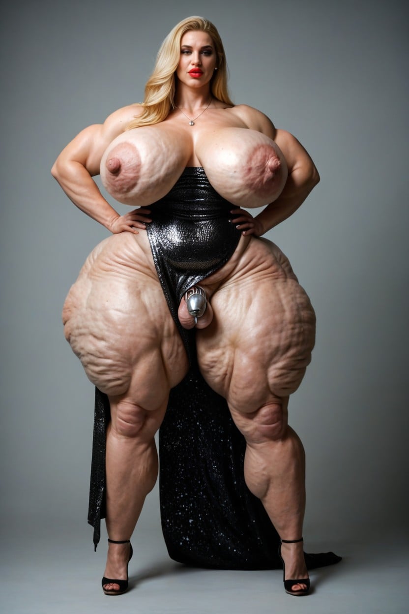 Huge Nipples, Massive Calves, Sequin Dress AI Porn