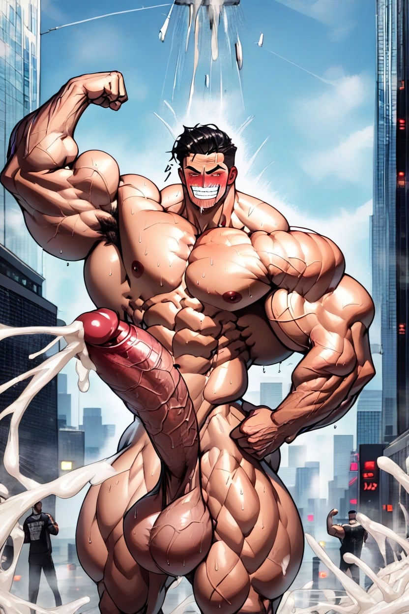 Gigantic Cock, Holding Cock, Cum AI Gay Porn
