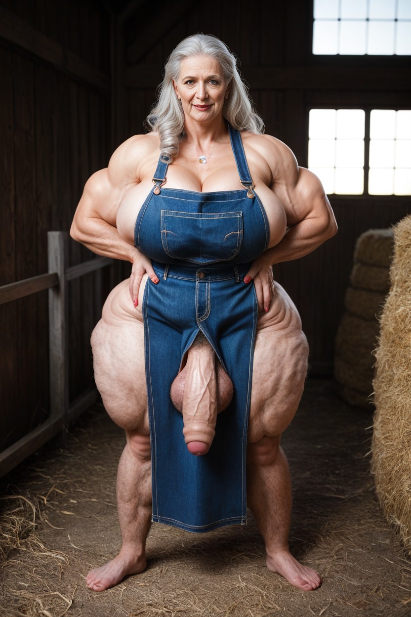 White Hair, Cellulite Arms, Extremely Wide Hips AI Porn