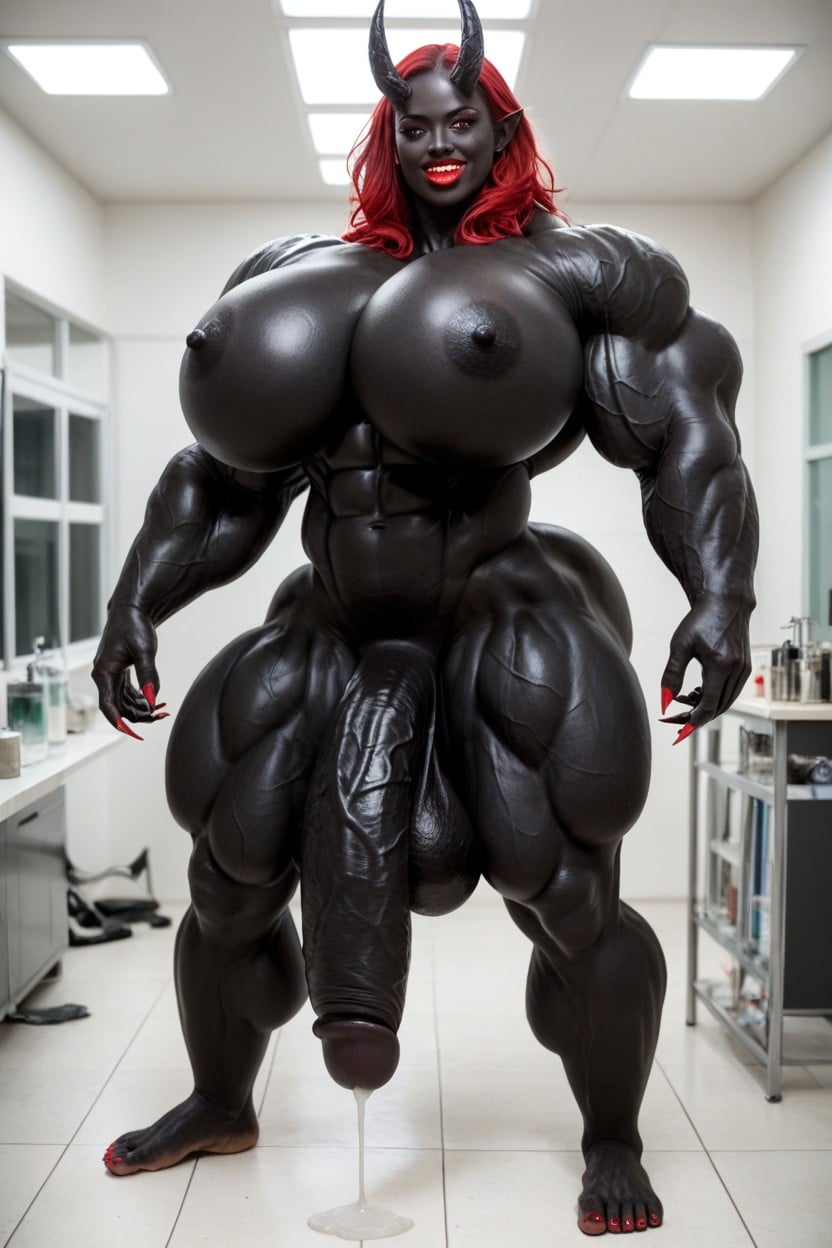 Red Eyes, Head Touching The Ceiling, Cosplay Shemale AI Porn
