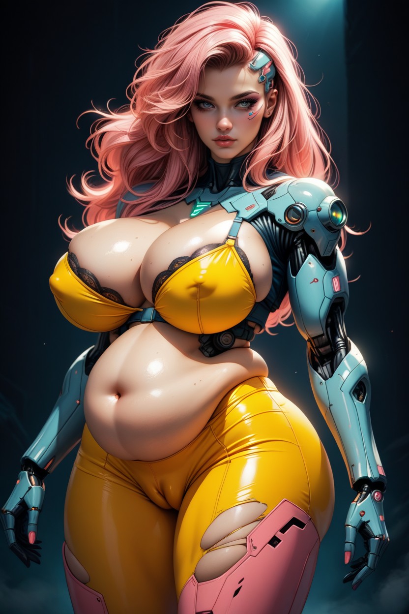 Cyber Arms Legs Hips, Sheer Mesh Bodysuit, Camel Toe Hentai AI Porn