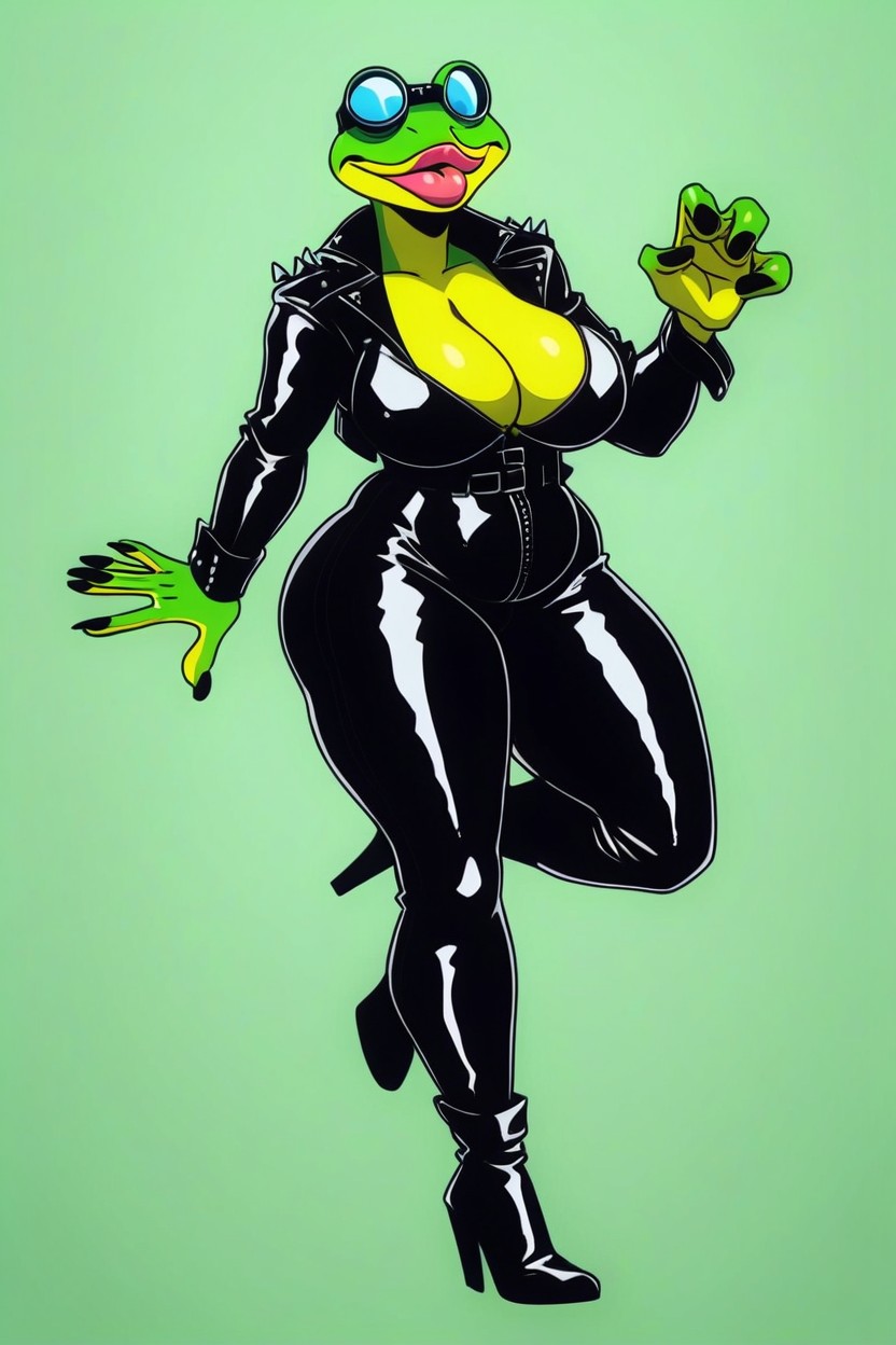 Swamp, Tight Clothing, Crazy Sexy Biker Frog Furry AI Porn
