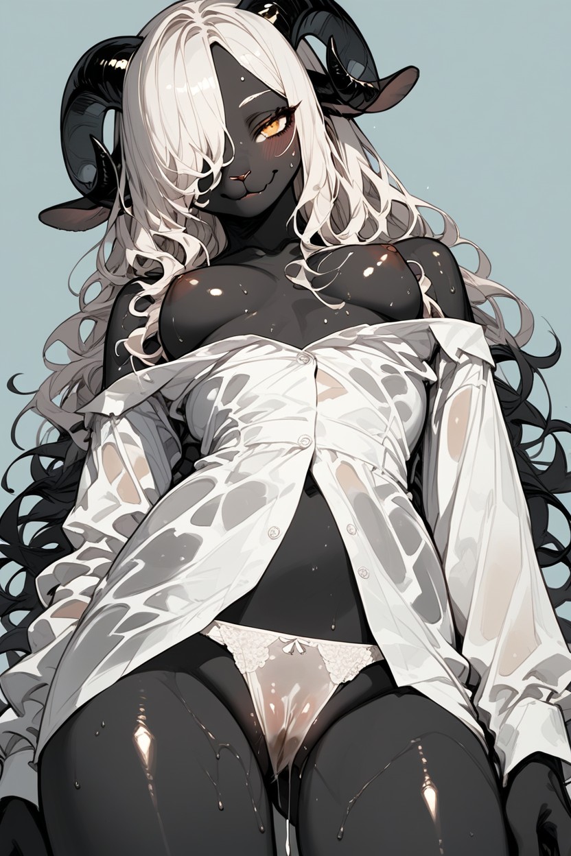 Sheep Horn, Glossy Hair, Pussy Juice Everywhere Furry AI Porn
