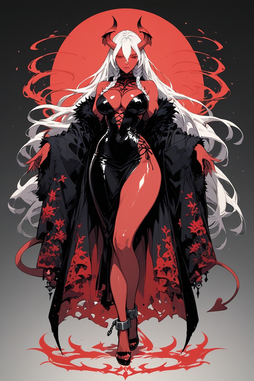 Red Skin Devil, Wasp Waist, Mouth Closed Hentai AI Porn