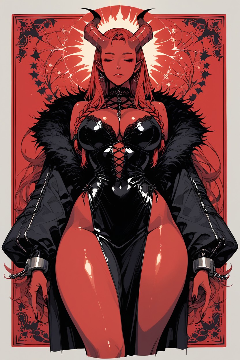 Full Body, Red Skin Devil, Mouth Closed Hentai AI Porn