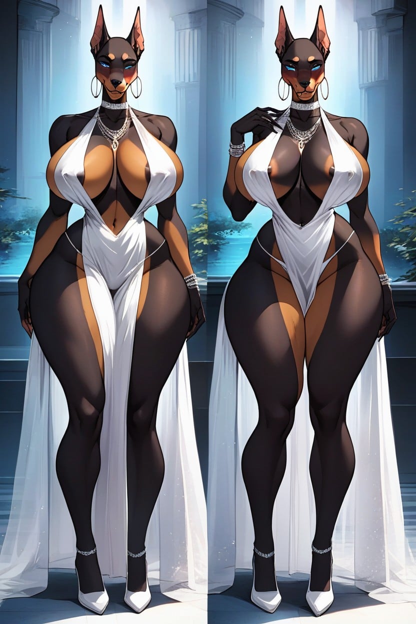 Silver_dress, In Front Of Her, Fit Furry AI Porn