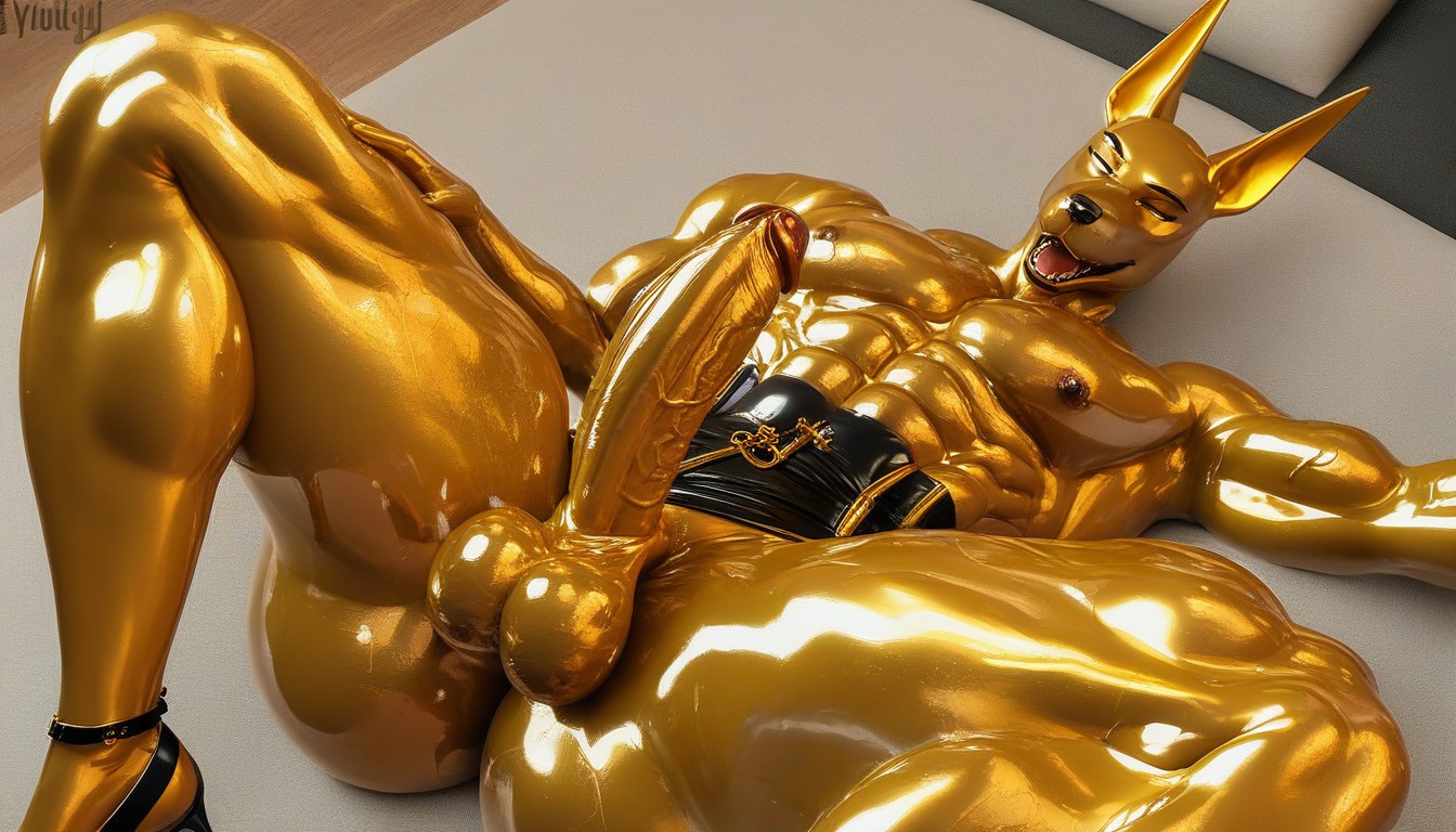 Rubber, Veiny, Silver Goo Furry AI Porn
