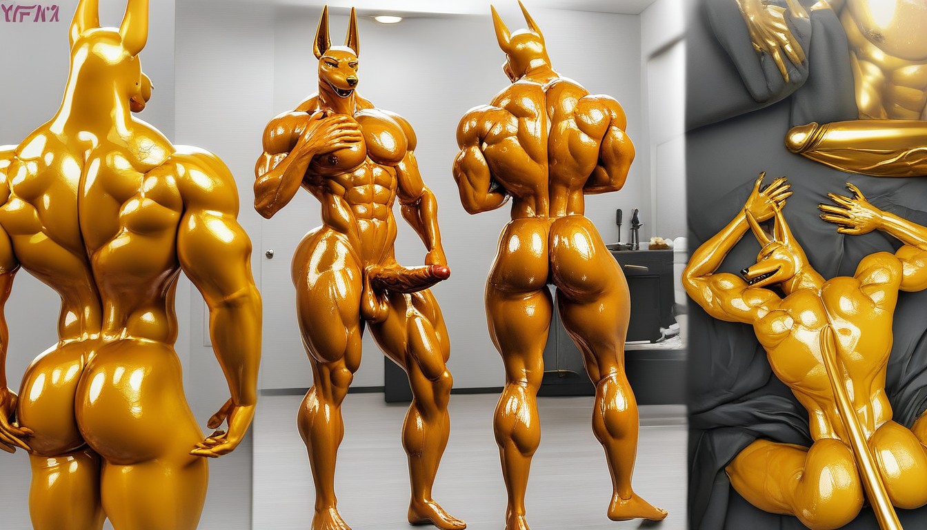 Muscular Legs, Oiled Skin, Spreading Ass Furry AI Porn
