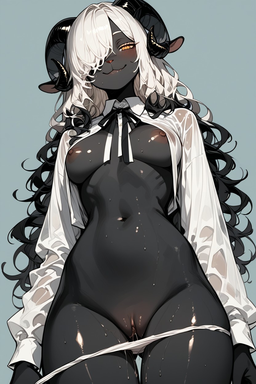 Hair Over One Eye, Woman, Half Closed Eyes Furry AI Porn