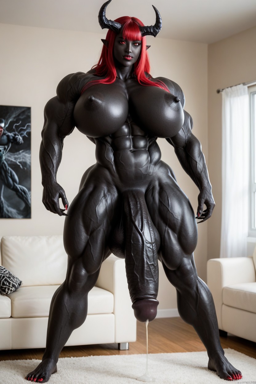 Extremely Swollen Veins, Gigantic Muscle Delts, Futanari Penis Dripping Pre Cum Shemale AI Porn