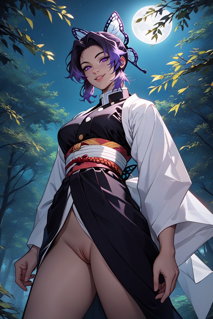 Short Length, Hyper Realism Style Picture, Purple Eyes Hentai AI Porn