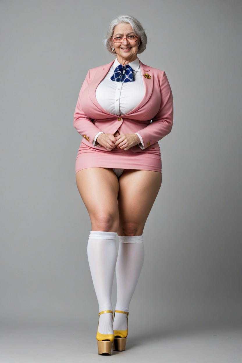 팬티 보여주기, Brown Pencil Skirt, Underneath AI 포르노