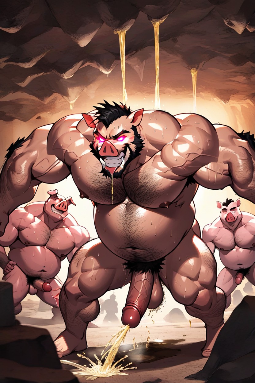 Pigs Cant Stop Pissing, Buzzcut, Hairy Chest Furry AI Porn
