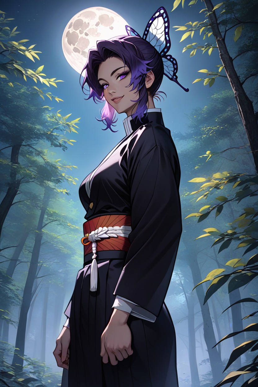 Currect Anatomy, Model, Purple Hair Hentai AI Porn
