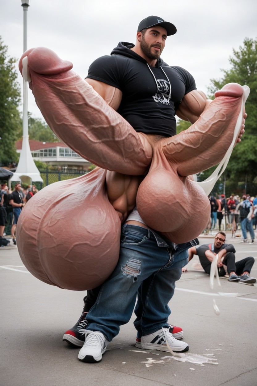 Heavy Orgasm Face, Public, Exploding With Cock Growth AI Gay Porn