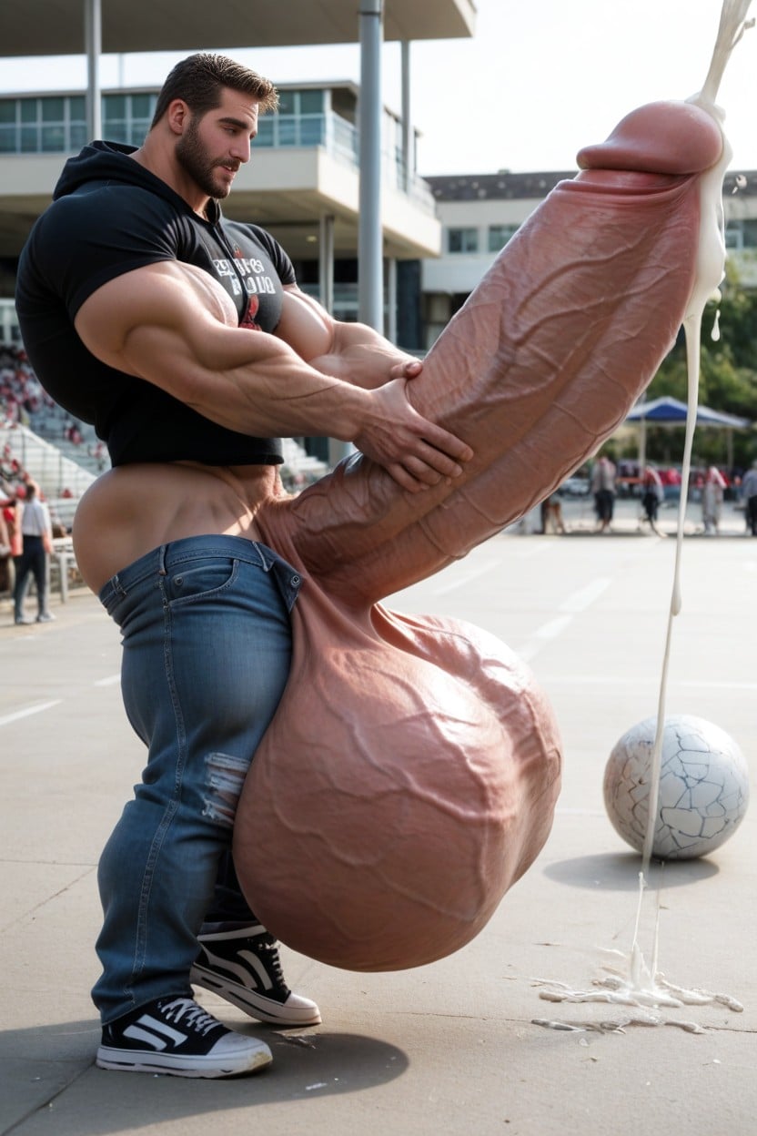 Oversized Heavy Hyper Balls, Side View, White Shoes AI Gay Porn