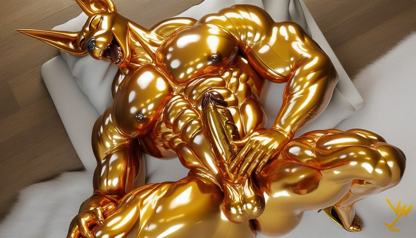 Gold Latex, Wasp Waist, Massage Furry AI Porn