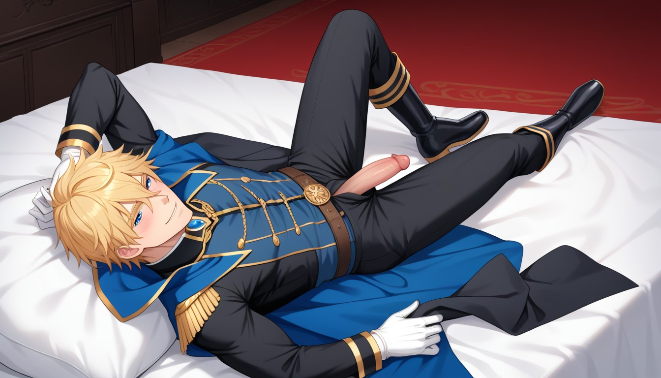 Wide Shoulders, Horny, Fancy Dark Black Royal Pants AI Gay Porn
