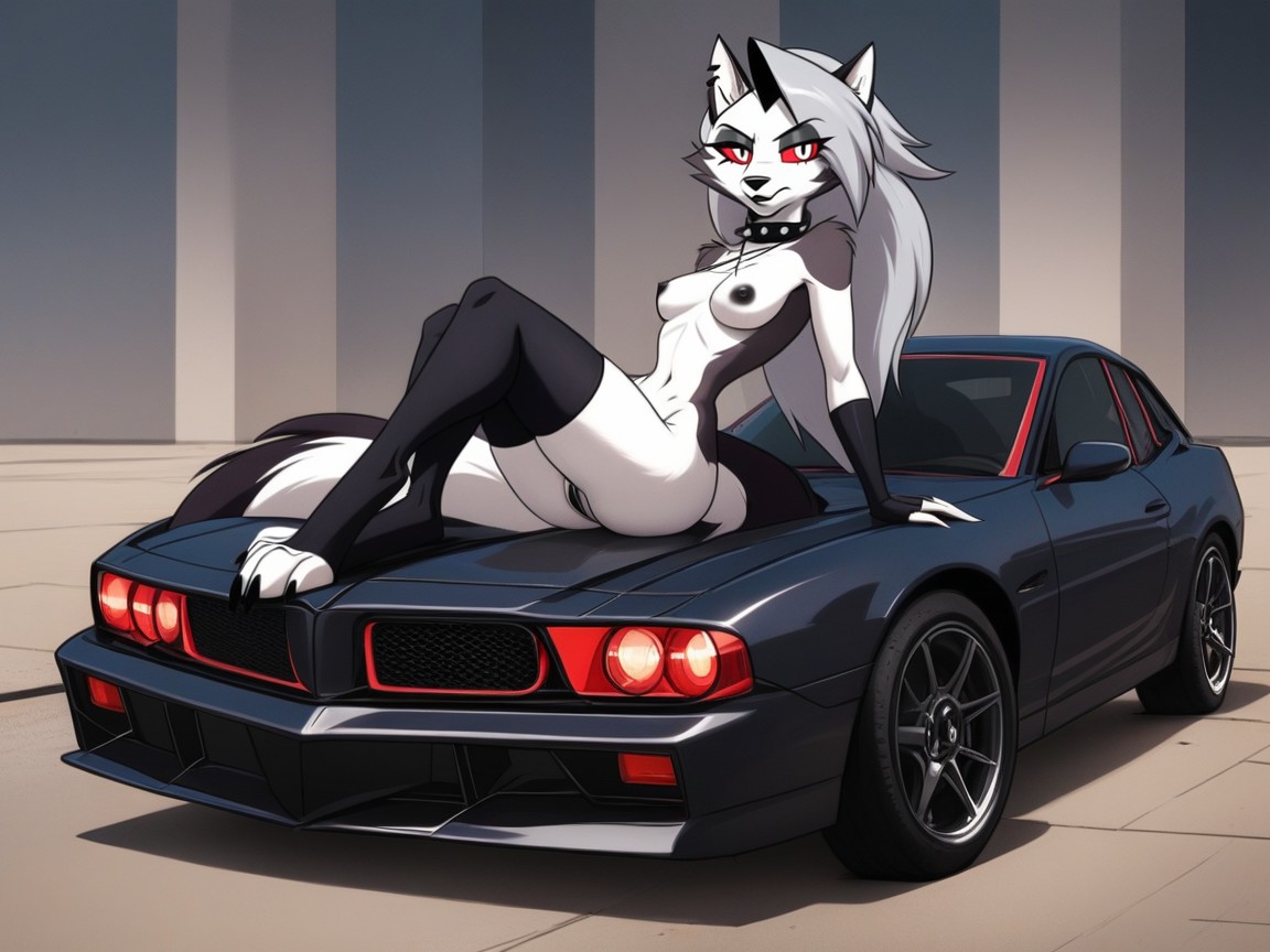 One Loona, Cartoonish, Helluva Boss Drawing Style Furry AI Porn