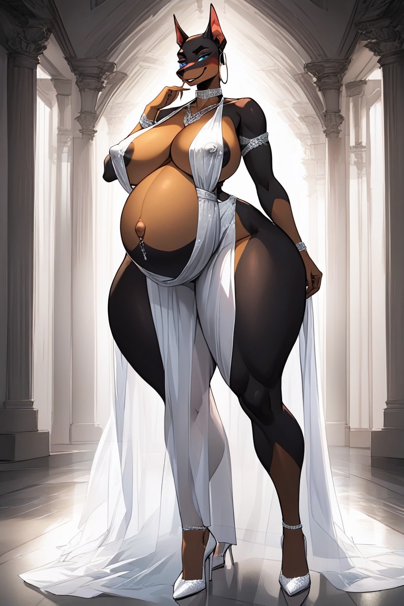 Large Breasts, Rounded Face, Bust Shot Furry AI Porn