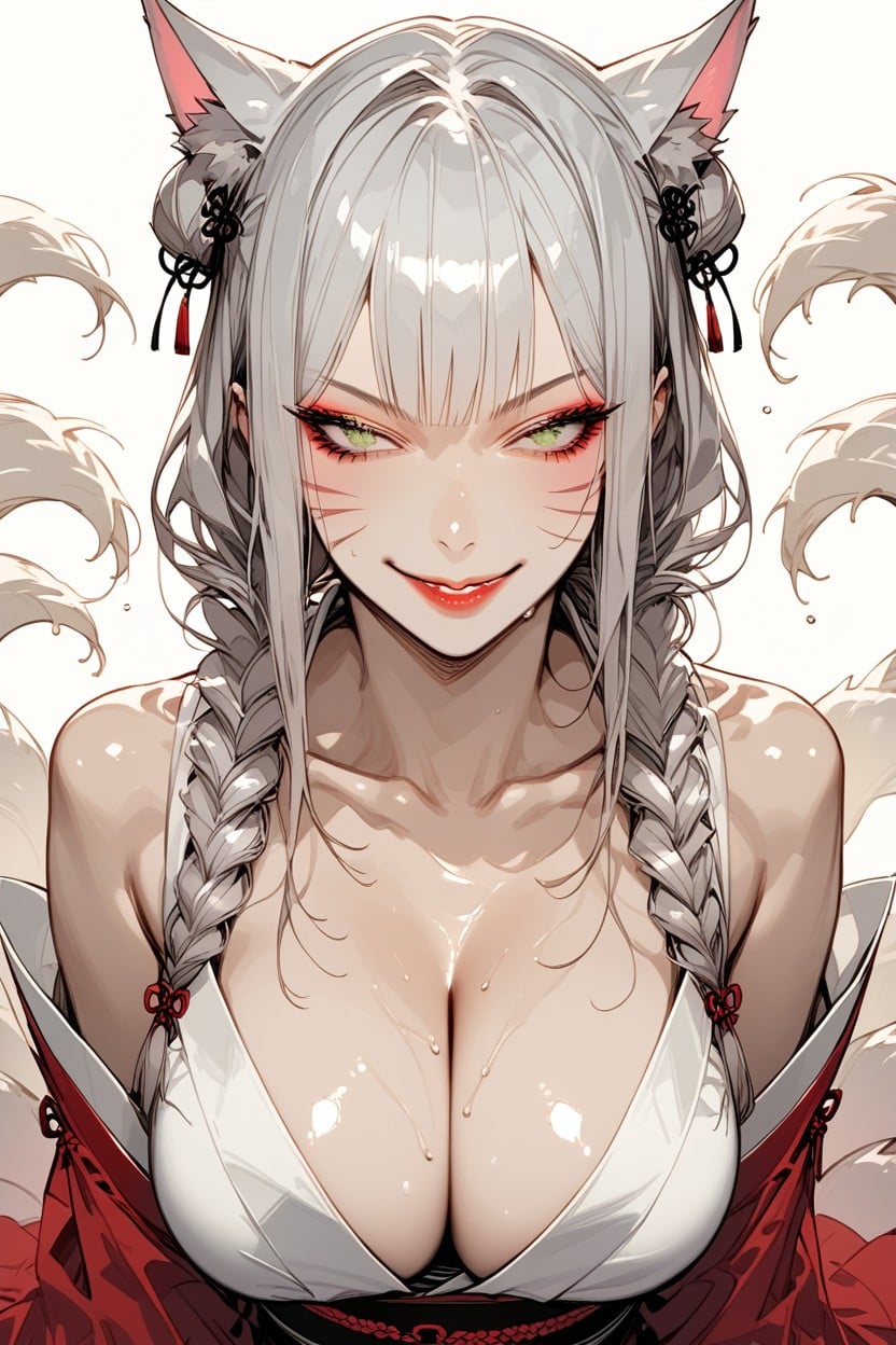Eyelashes, Oiled Breasts, Kimono Hentai AI Porn