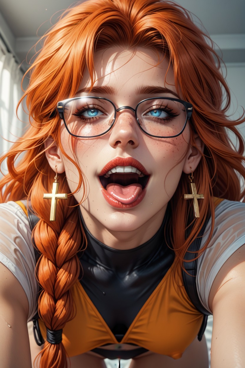 View From Below, Mouth Open Wide, Skinny AI Porn