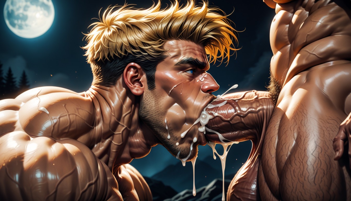 Huge Pecs, Fellation, Cock Deformed Huge Throat AI Gay Porn