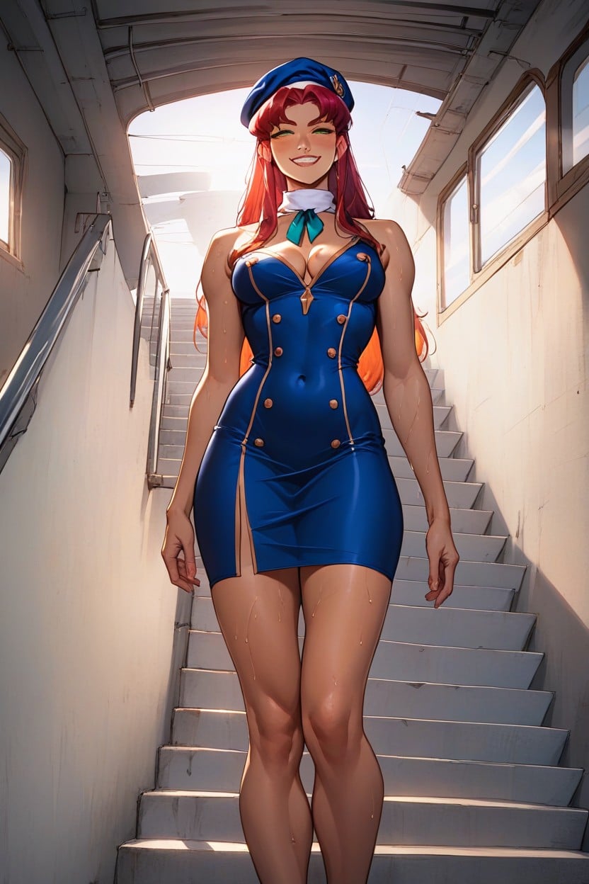 Neck Scarf, Cleavage, Sweaty Hentai AI Porn