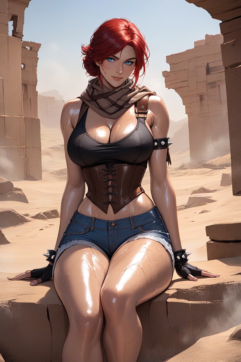 Black Tanktop, Desert, Sitting Down Hentai AI Porn