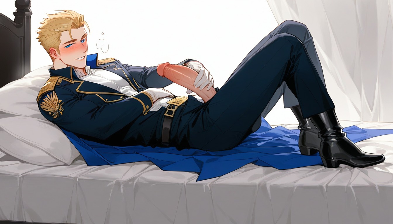 Long Sleeves, 20+, Sexy Pose While Laying In Bed AI Gay Porn