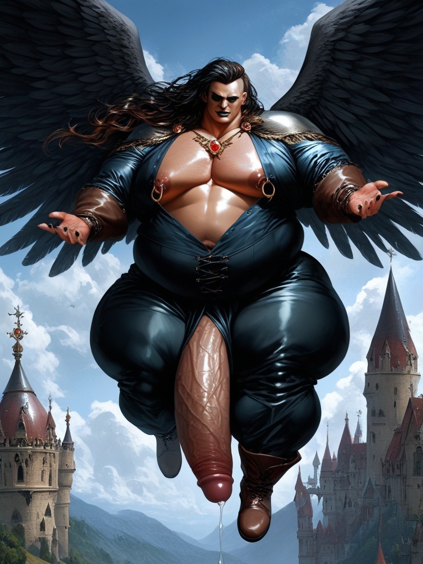 Flaccid Penis, Oiled Skin, Feathered Wings AI Gay Porn