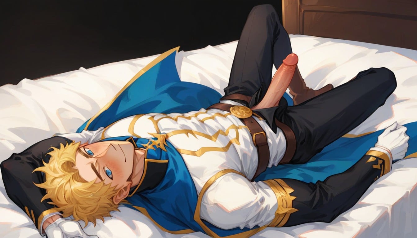 Mischievous (smiling While Blushing), Laying, Solo AI Gay Porn