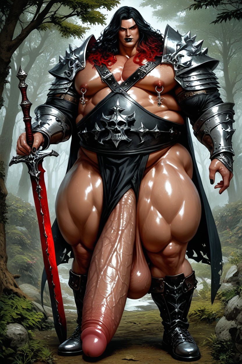 Oiled Skin, Shiny Skin, Absurdly Comically Long Penis AI Gay Porn