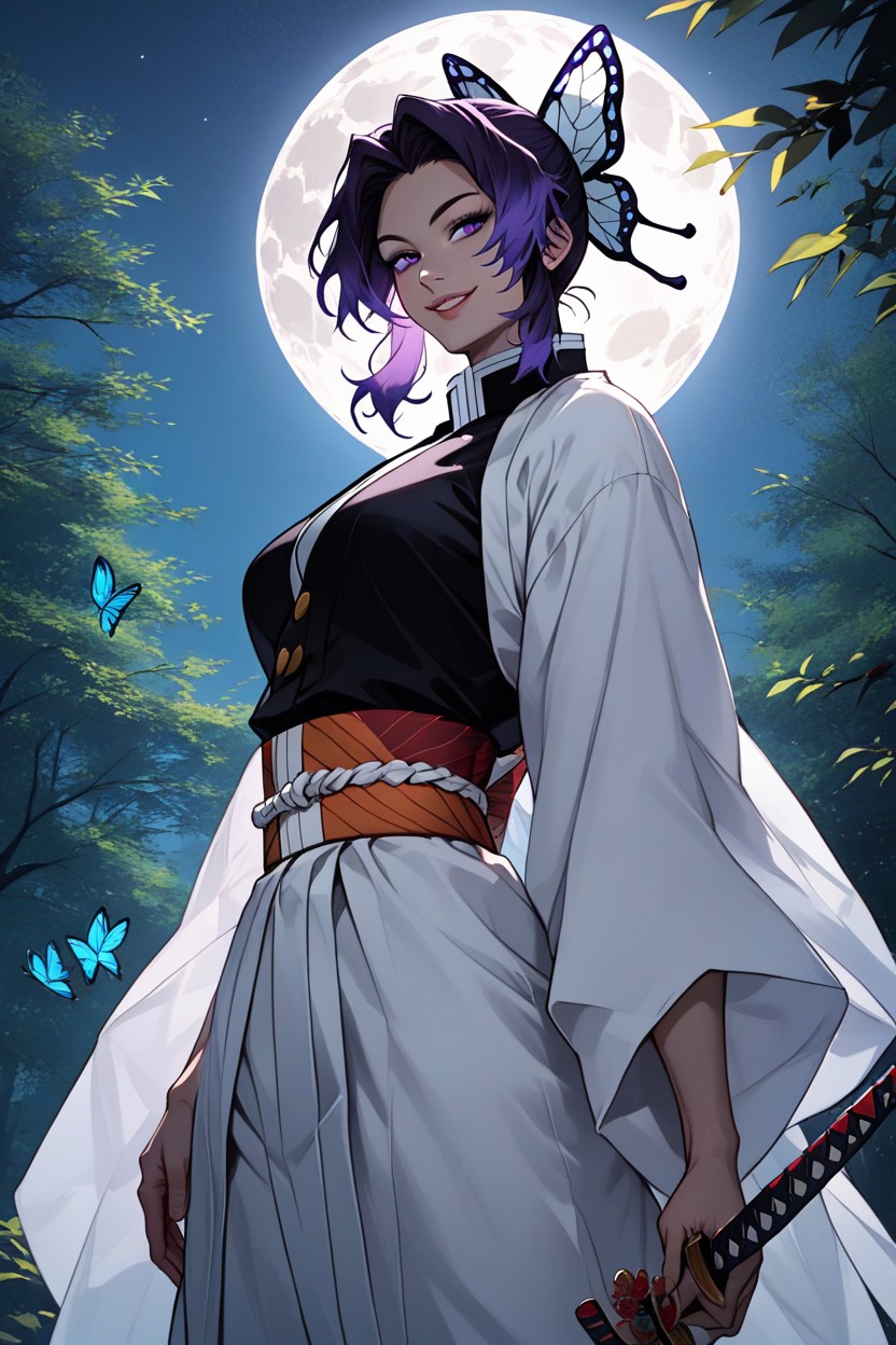 Knee High Snapshot, Moon, Shinobu Kocho From Kimetsu No Yaba Hentai AI Porn