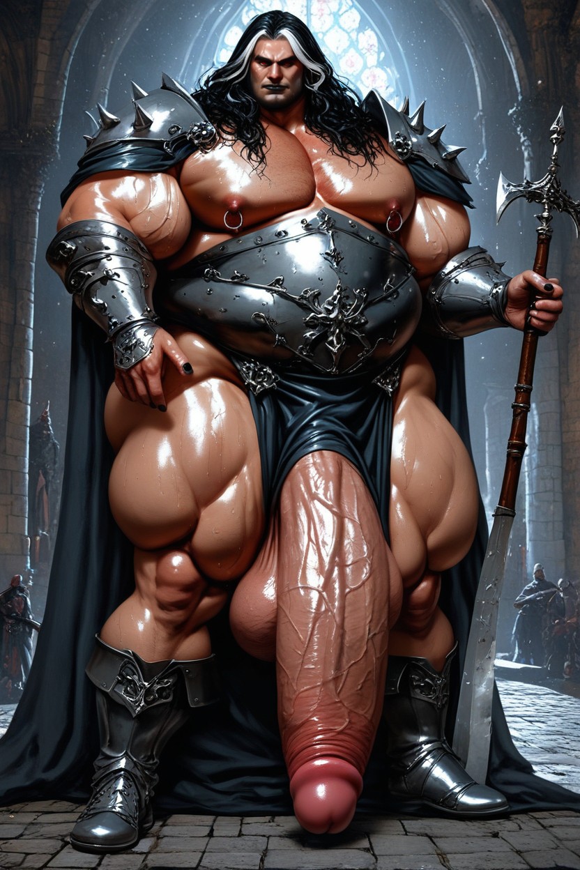 Thick, Womanly Facial Features, Medieval Castle Background AI Gay Porn