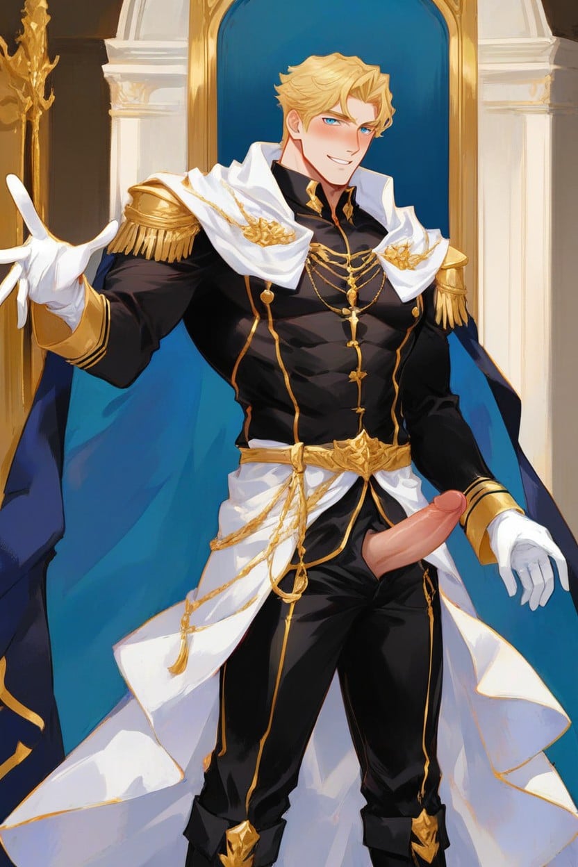 Long Sleeves, Fancy Royal Belt, Royal Palace Interior Background AI Gay Porn