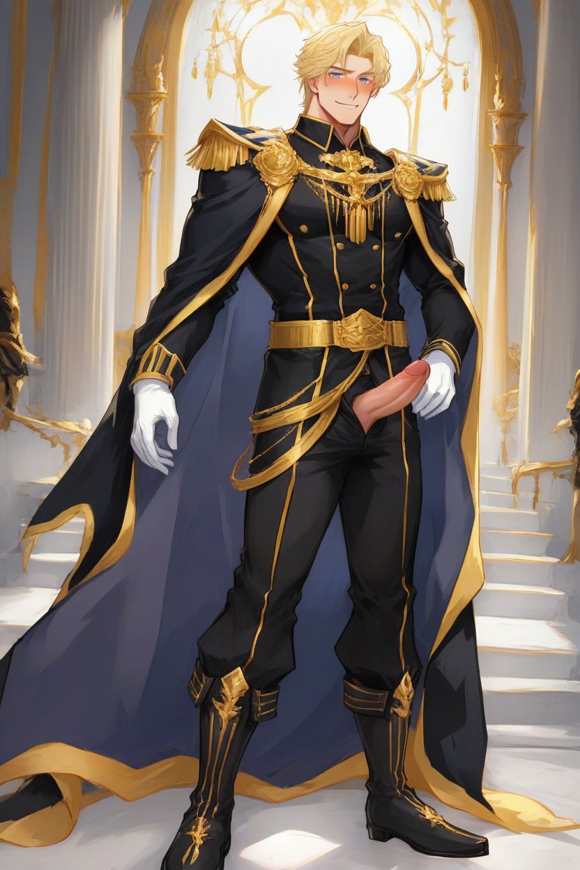 Open Fly, Fully Clothed, White Royal Gloves AI Gay Porn