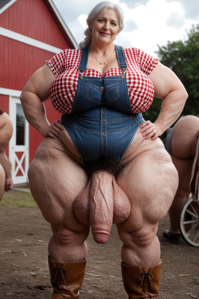 Outdoors, Cowboy Boots, White Hair AI Porn