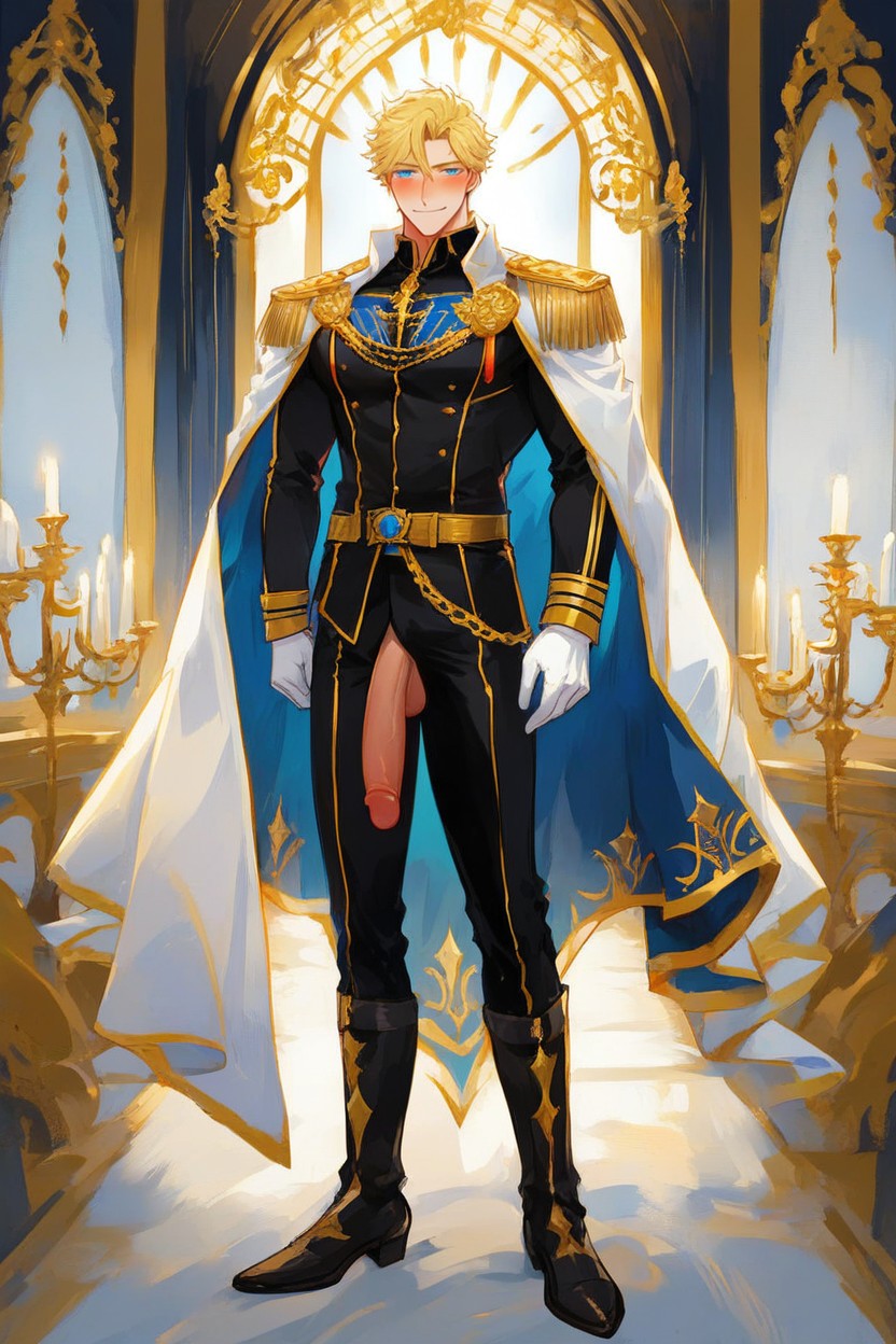 Blue Eyes, Standing Elegantly, Perfect Handsome Face AI Gay Porn